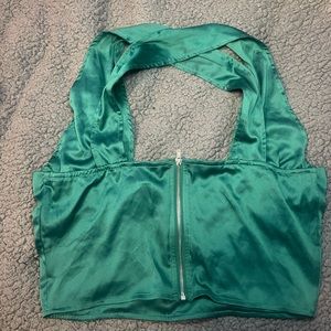 Satin green crop top